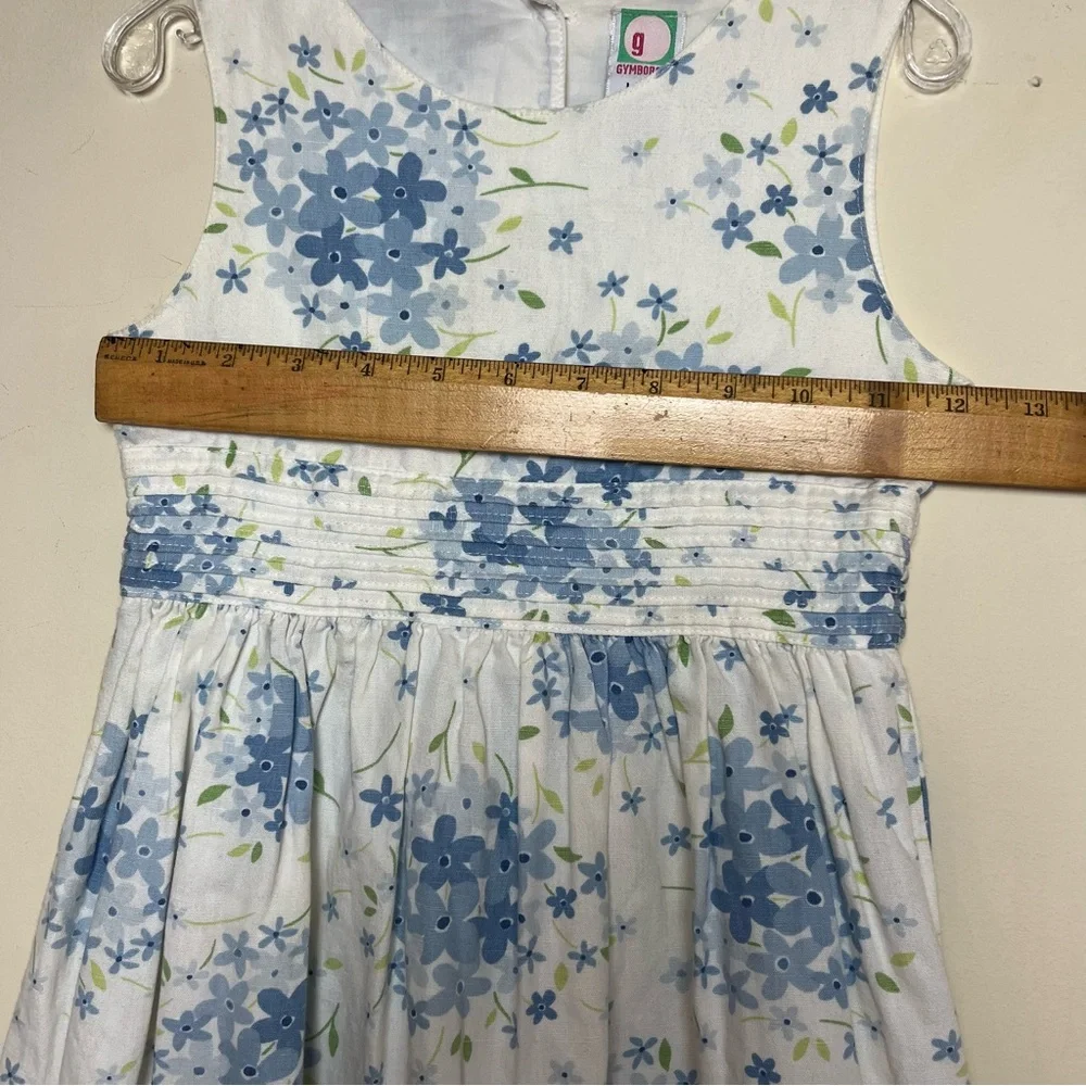 Vintage Gymboree Y2K 2001 Cotton Linen Blue White Floral Dress Large‎ 5 Years